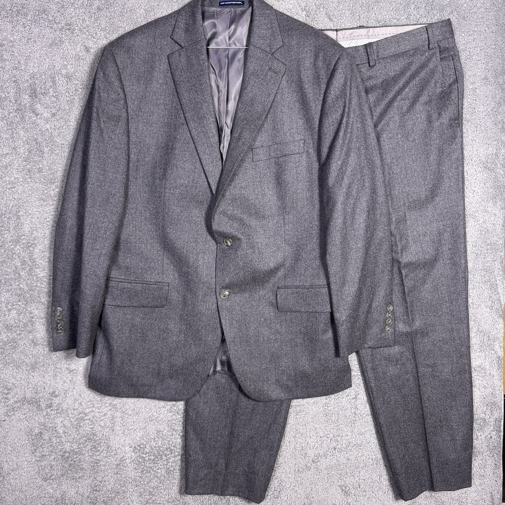 Hart Schaffner Marx Suit Men 44R 38x28 Chicago Vitale Barberis Canonico Flannel